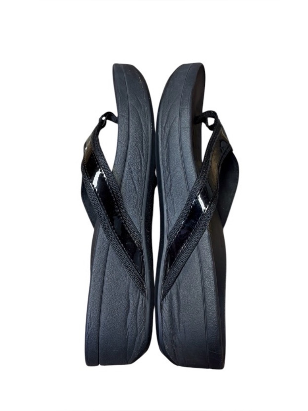 Vionic High Tide II Black Leather Platform Flip-flops Orthotic Womens 10 - Picture 5 of 8